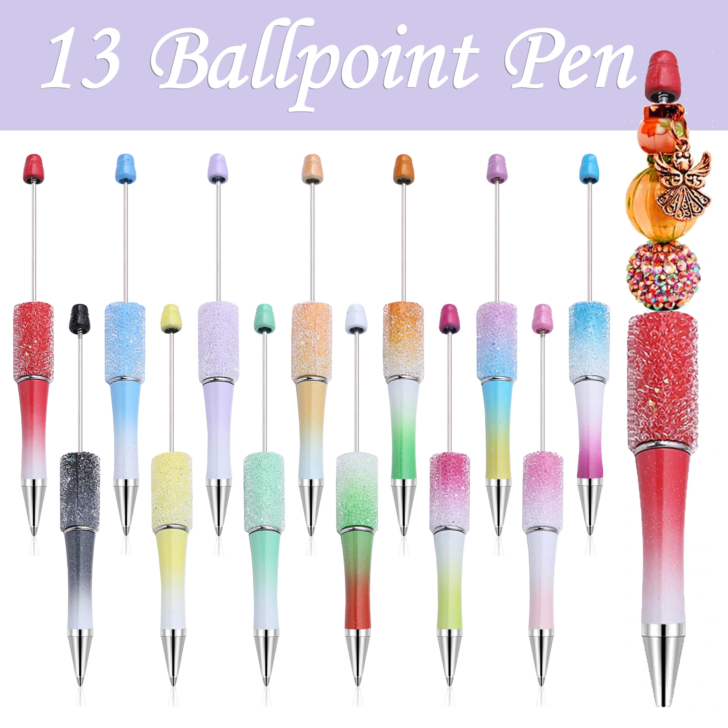 

13Pcs Wholesale Full Star Beaded Pen Creative DIY Handmade Sticker Set Diamond Beaded Ballpoint Pens