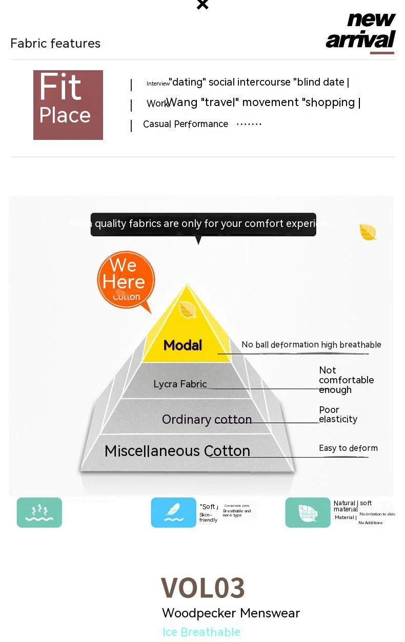 Woodpecker Sommer-T-Shirt für Herren, dünn, kurzärmelig, solides Rundhals-Top, bedruckt, lässig, bequem, modal, modisch, lässiges Top-T-Shirt_voghion.com