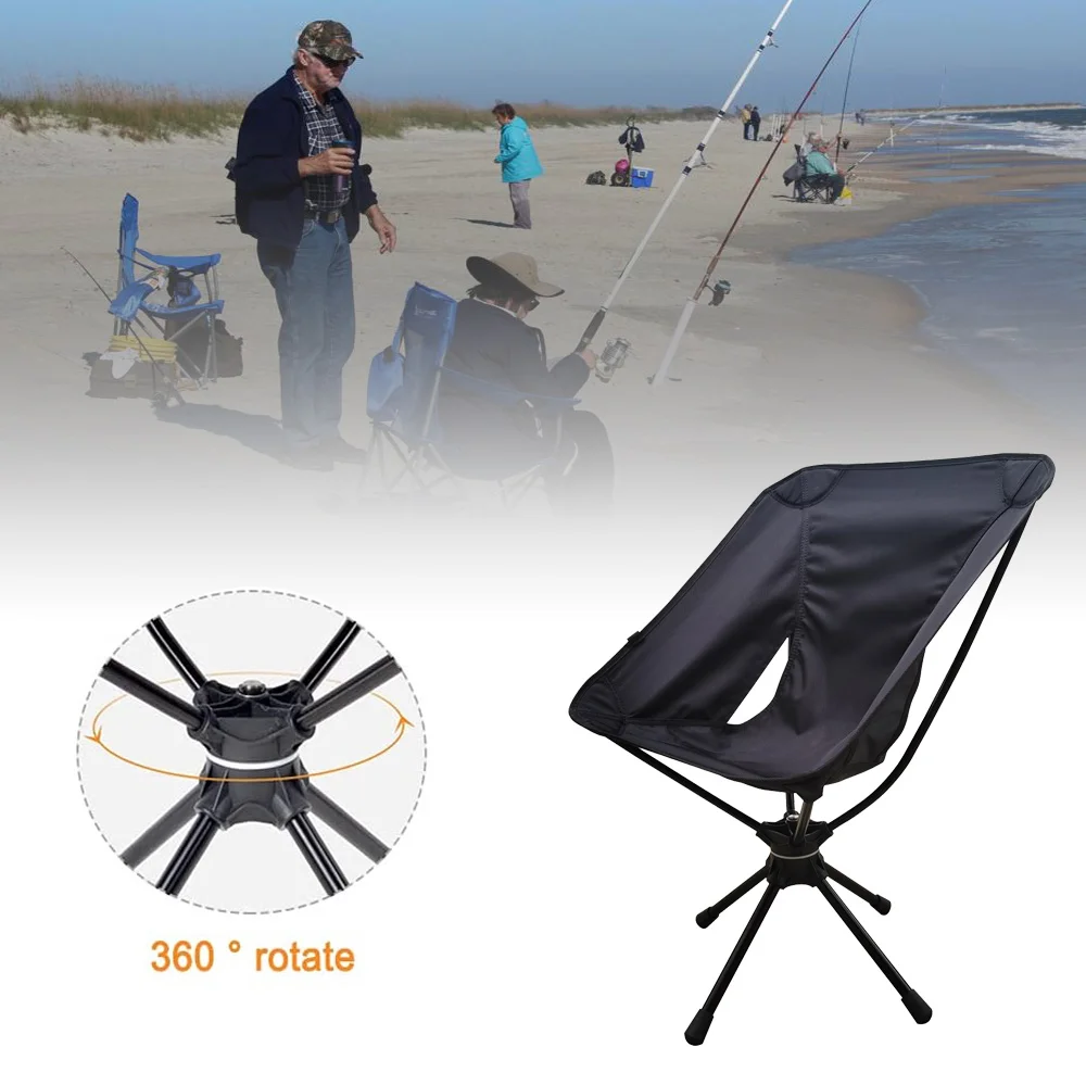 360° Swivel Chairs Picnic Beach Fishing Folding Chair Outdoor Backpacking  Lightweight Chair with Carry Bag for Camping Fishing