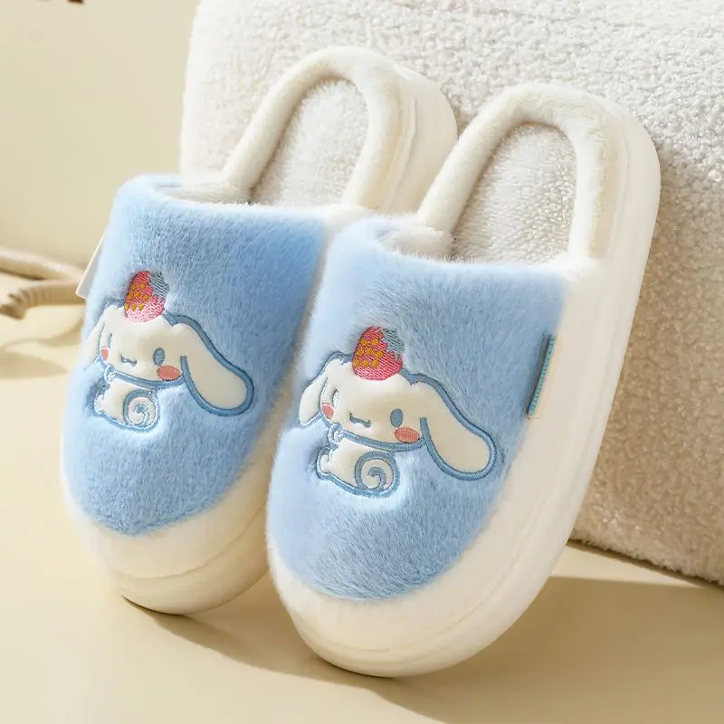 

Miniso Sanrio Thick-Soled Cotton Slippers Women's Winter Home Dormitory Cute Cinnamoroll Warm Non-Slip Floor cartoon