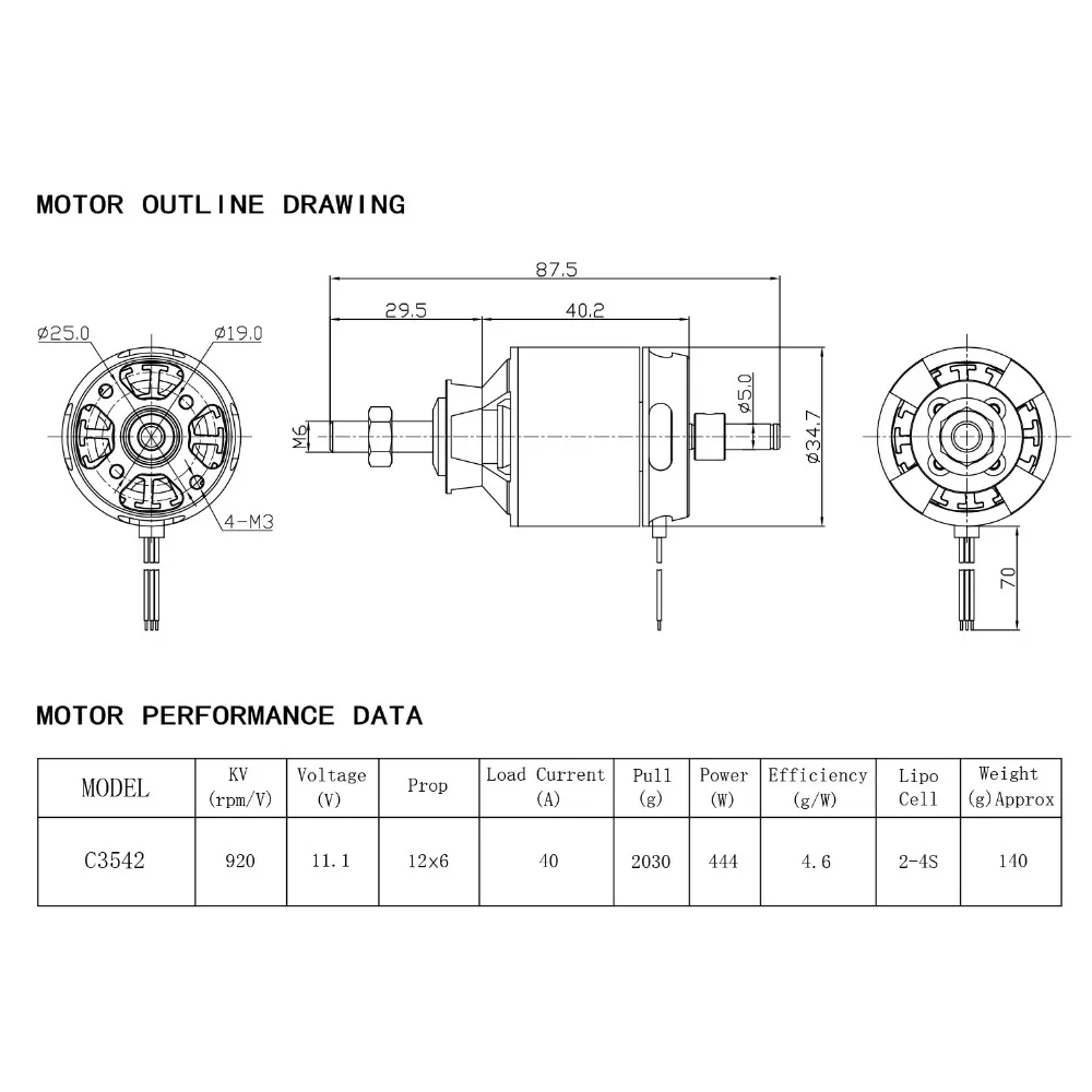 Moteur Brushless 1400KV/920KV pour RC, Lot de 1/2/4