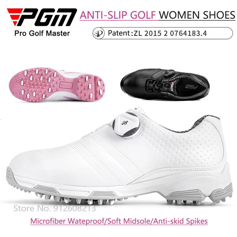 

PGM Women Golf Shoes Waterproof Sports Shoes for Ladies Breathable Training Sneakers Rotating Buckle Footwear Anti-skid Trainers