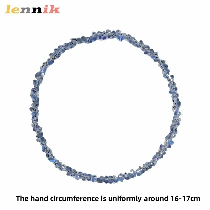 Austrian Blue Crystal Pink Champagne Elastic Rope Minimalist Women's Bracelet