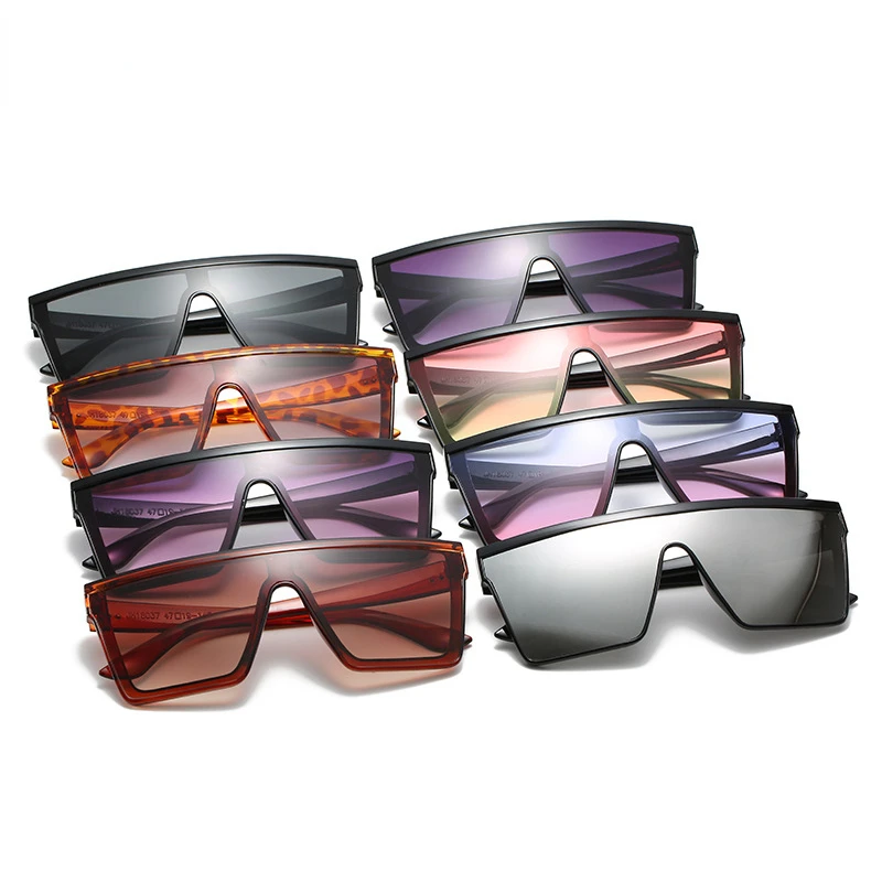  - NEW 8 colors Flat Top Sunglasses Men Women Brand Designer Square Shades Gradient Sun Glasses Men Cool One Piece UV400 Mirror