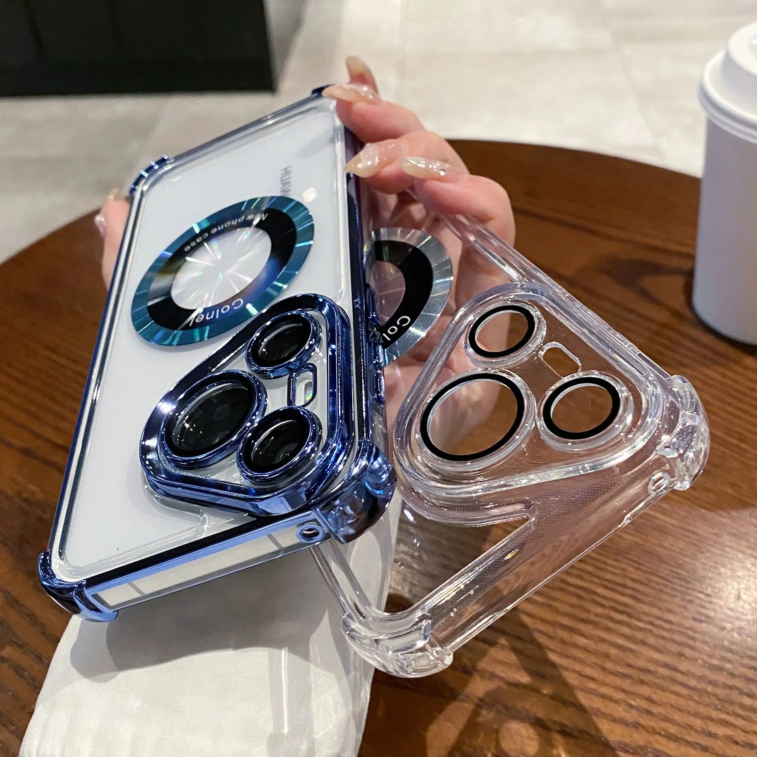 Clear Shockproof Magnetic MagSafe-Compatible Case with Glass Lens Hard Cover