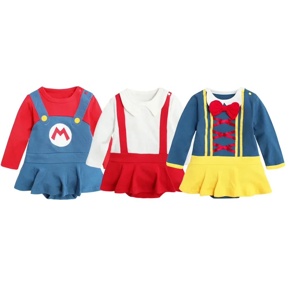 새로운 슈퍼 마리오 브라더스 긴 소매 양복  Rompers 의류 6 11 24 달   의상 Onesie Kids Pyjamsa 