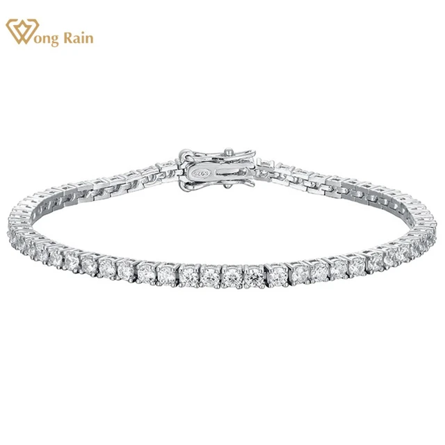 925 silver tennis bracelet with diamonds Clearance