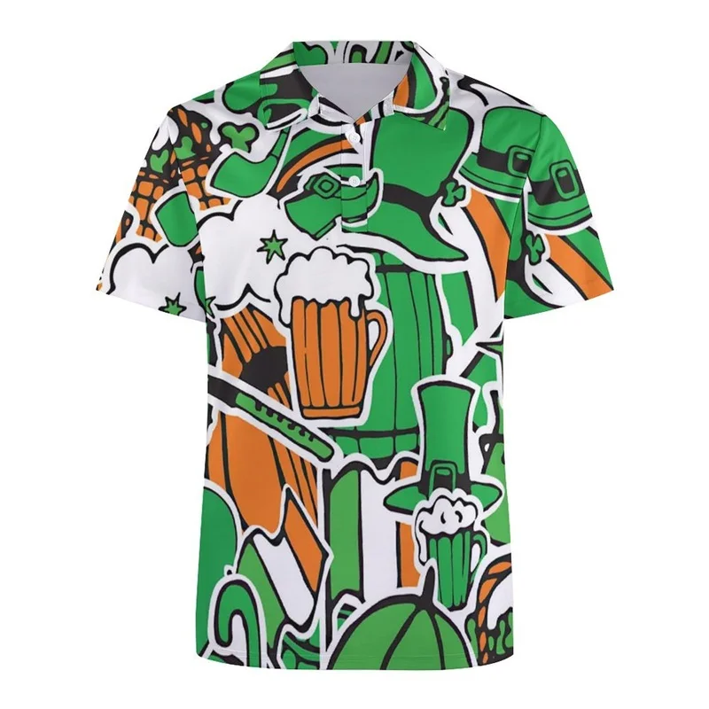 남성용 여름 폴로 셔츠, 3D 프린트 기하학적 패턴, 골프 셔츠, 반팔, 캐주얼 통기성 티셔츠 상의, 로파 옴브레 