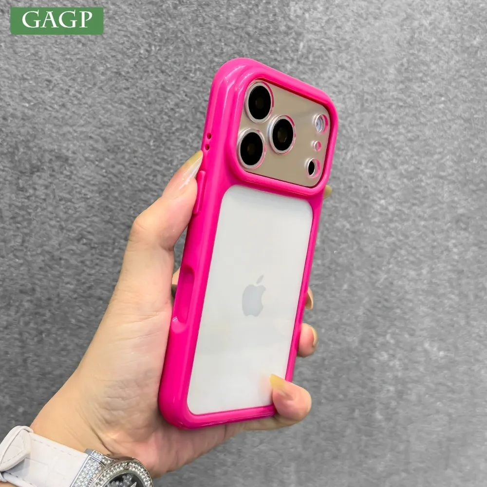 Transparent Candy Color Frame DIY Phone Case with Acrylic Back Cover