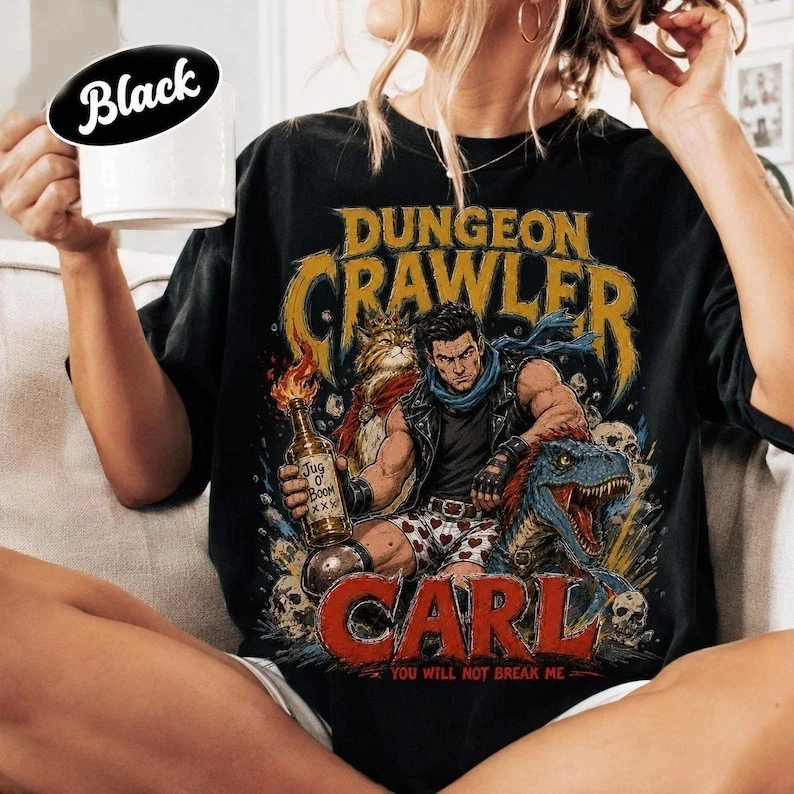Dungeon Crawler Carl Shirt Princess Donut und Mongo Grafik-T-Shirt DCC Lit RPG Fan Kurzarm-T-Shirts für Unisex Ganzjährig