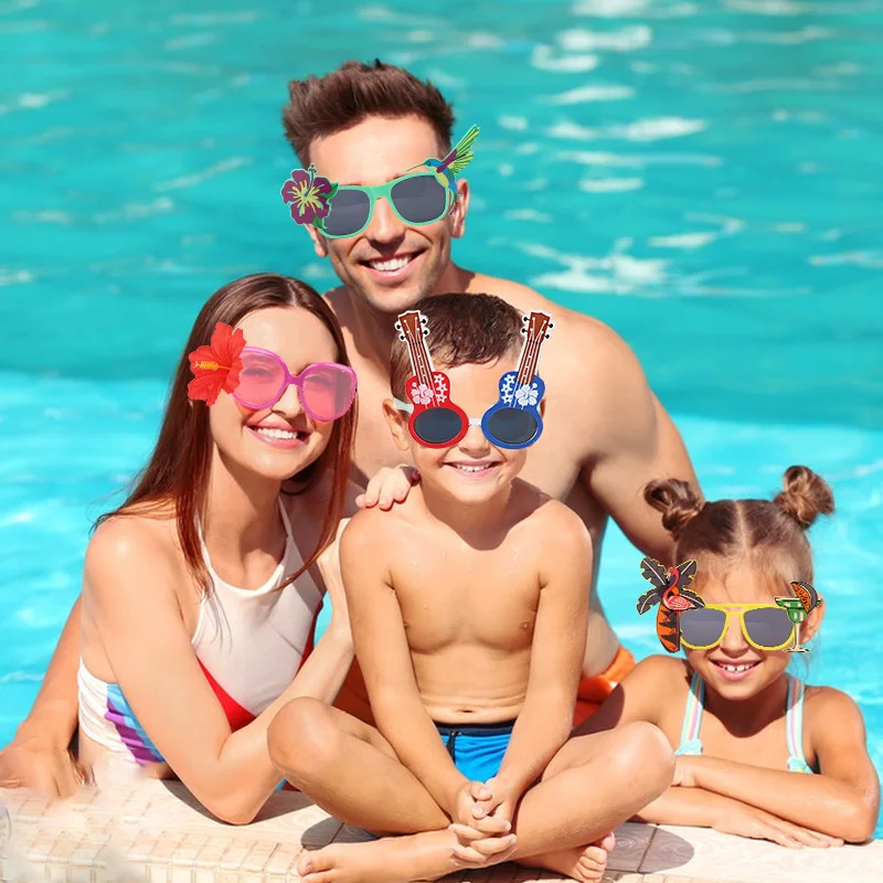 2-9Pcs Hawaiian Glasses Kit Luau Summer Birthday Decoration Tropical Party Favors Funny Sunglasses Props Beach Wedding Supplies