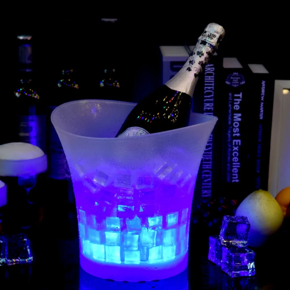 5L Color LED Ice Bucket Waterproof Plastic Light Up Champagne Beer Buckets For Bars Nightclubs Night Party