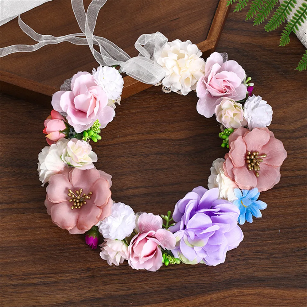 Flower Garland Ribbon Girl Hairpiece 4 colors Arabesque Life