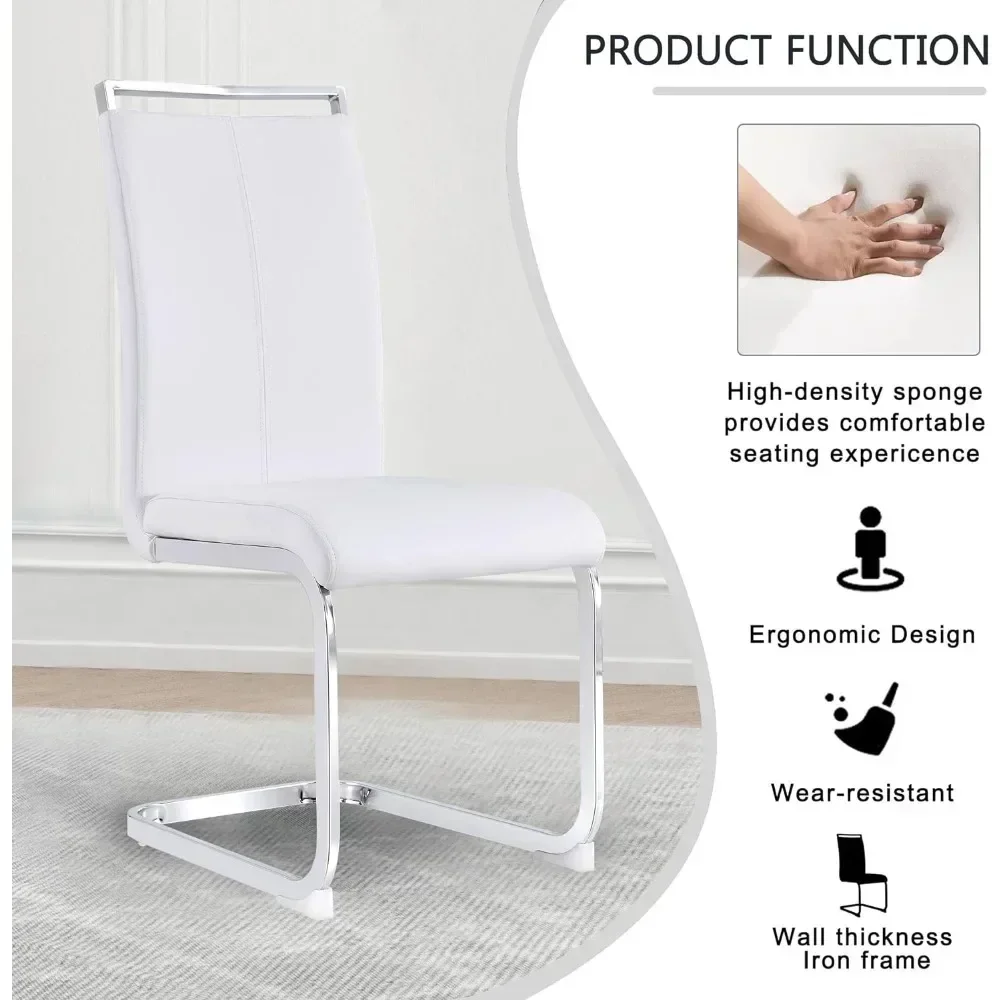 Modern Dining Chairs Set of 4, Side Dining Room/Kitchen Chairs with Faux Leather Padded Seat High Back, Dining Chairs Sets 4