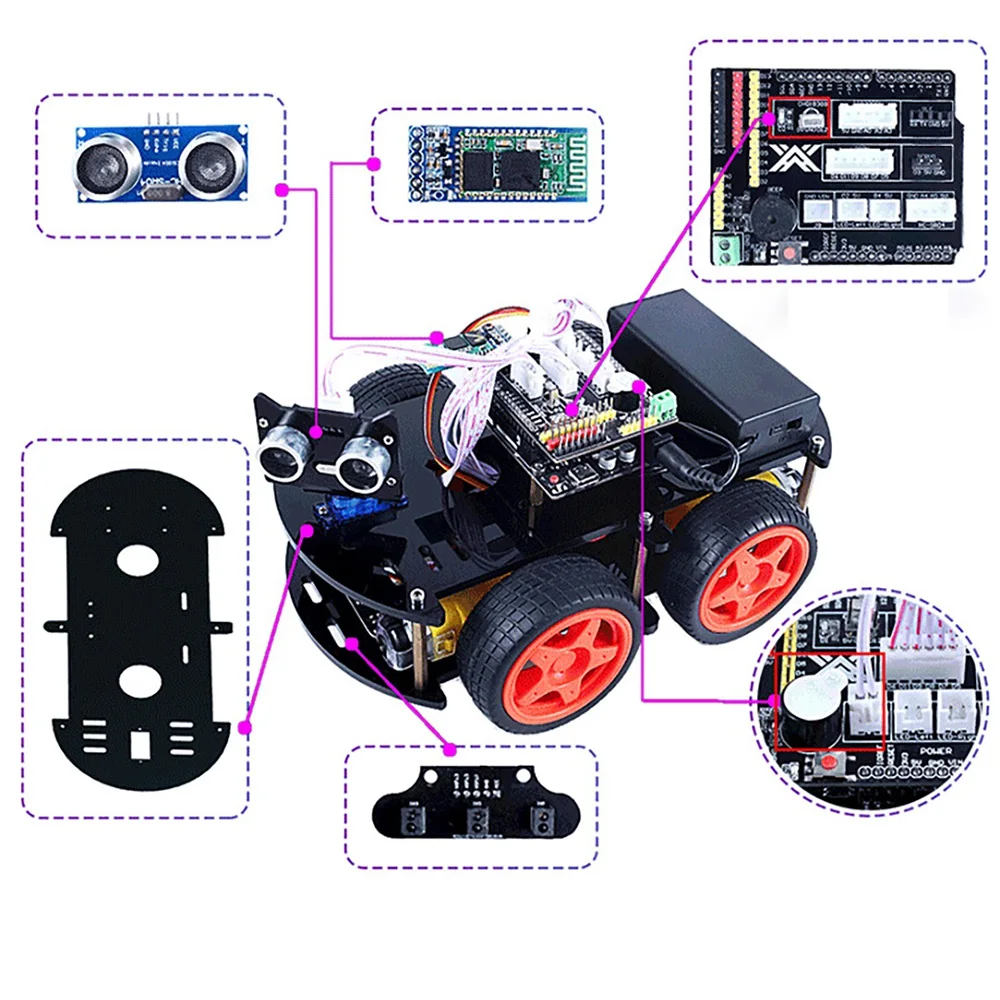 스마트 자동차 로봇 키트 용 UNO Bot DIY 원격 제어 로봇 시작하기 Arduino 키트 DIY 코딩 적합