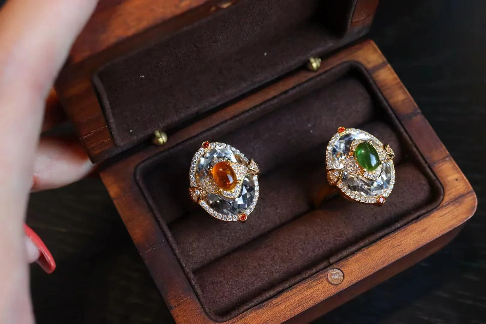 

High Street Jewelry Natural White Crystal Tourmaline Sterling Silver Pendant Luxury Ring Identification Certificate