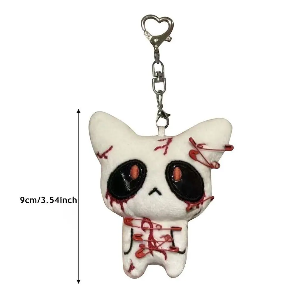 Black Color Halloween Keychain White Color PP Cotton Horror Plush Keyring Bag Accessories Cosplay Party Decor Goth Keychain