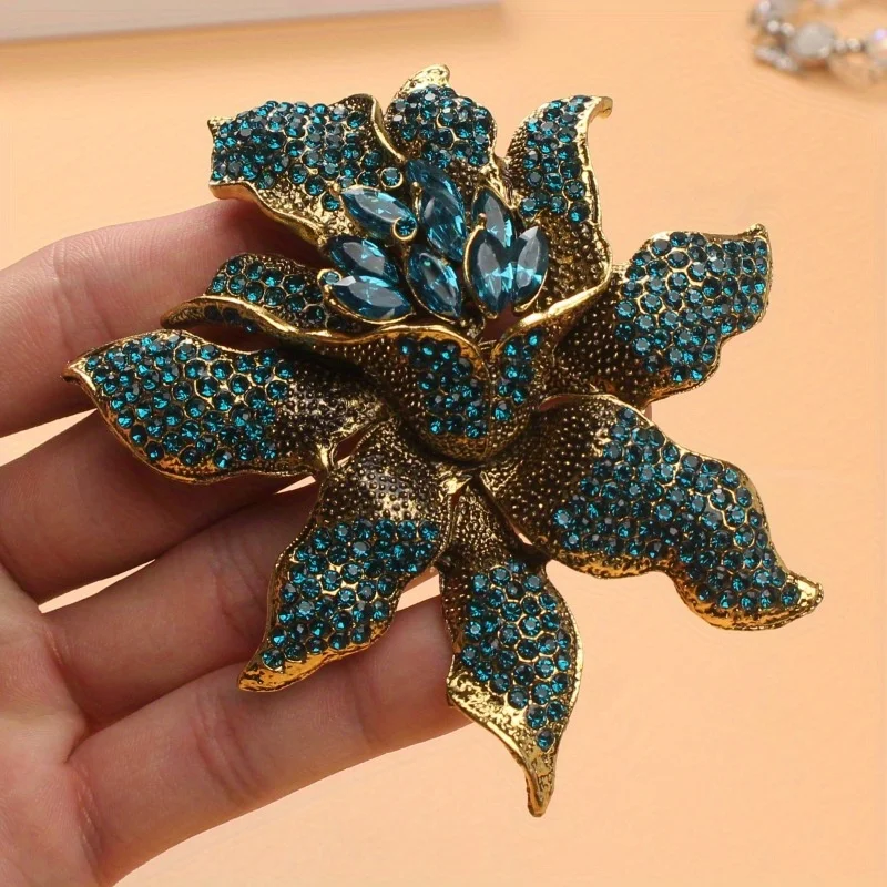 Vintage-Style Orchid Rhinestone Brooch – Luxury Women's Jewelry For Special Occasions 6 thumbnail image