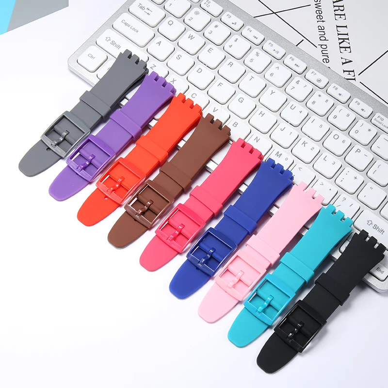 

17 19 20mm Suitable For SWATCH Women And Children To Replace Resin Straps, Outdoor Sports Waterproof Multi-Color Bracelet