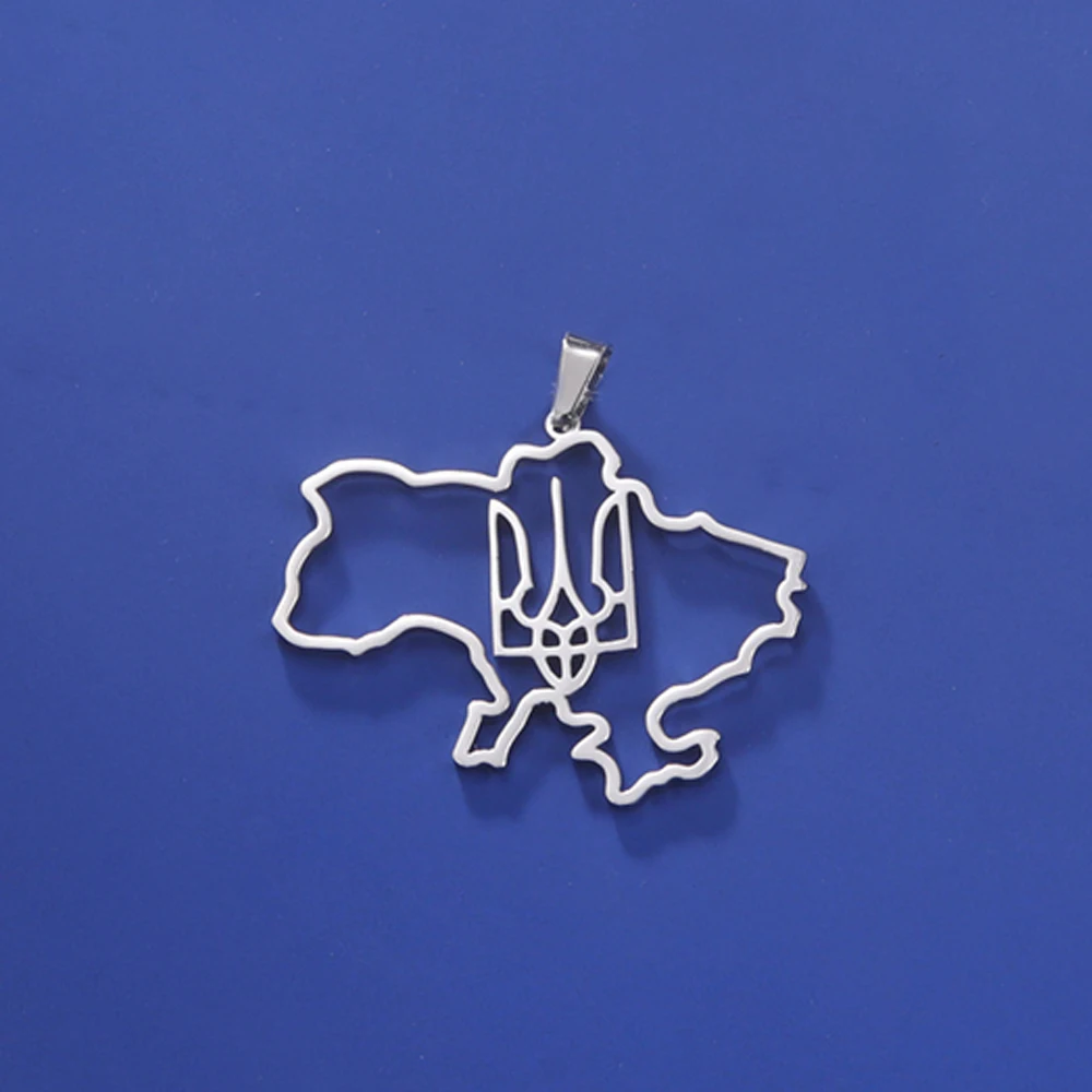 Dawapara Ukraine Karte Anhänger Dreizack Wappen Schutz Amulett Edelstahl Charme für Schmuck herstellung DIY Zubehör – Detail 8