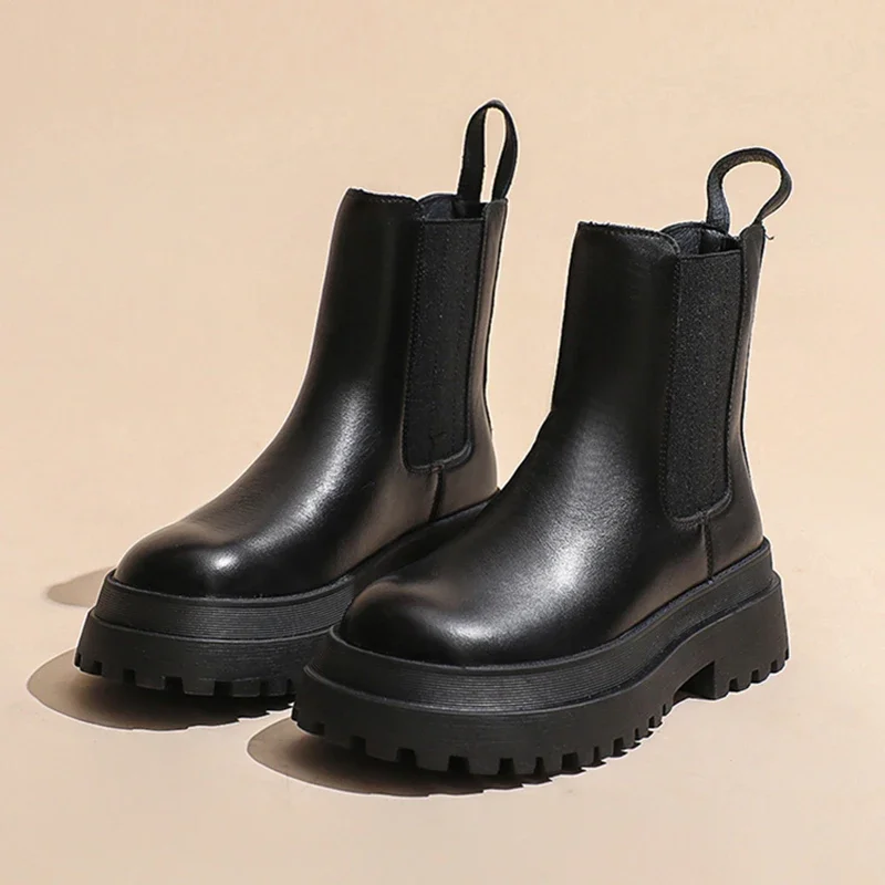 

Autumn Platform Chelsea Boots For Women Fashion Slip On Short Boots Female Elegant Thick Bottom Women's Winter Footwear