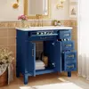 36-inch Bathroom Vanity with Resin Sink, Modern Bathroom Cabinet in Blue, Featuring Two Soft Close Doors and Four Drawers 1