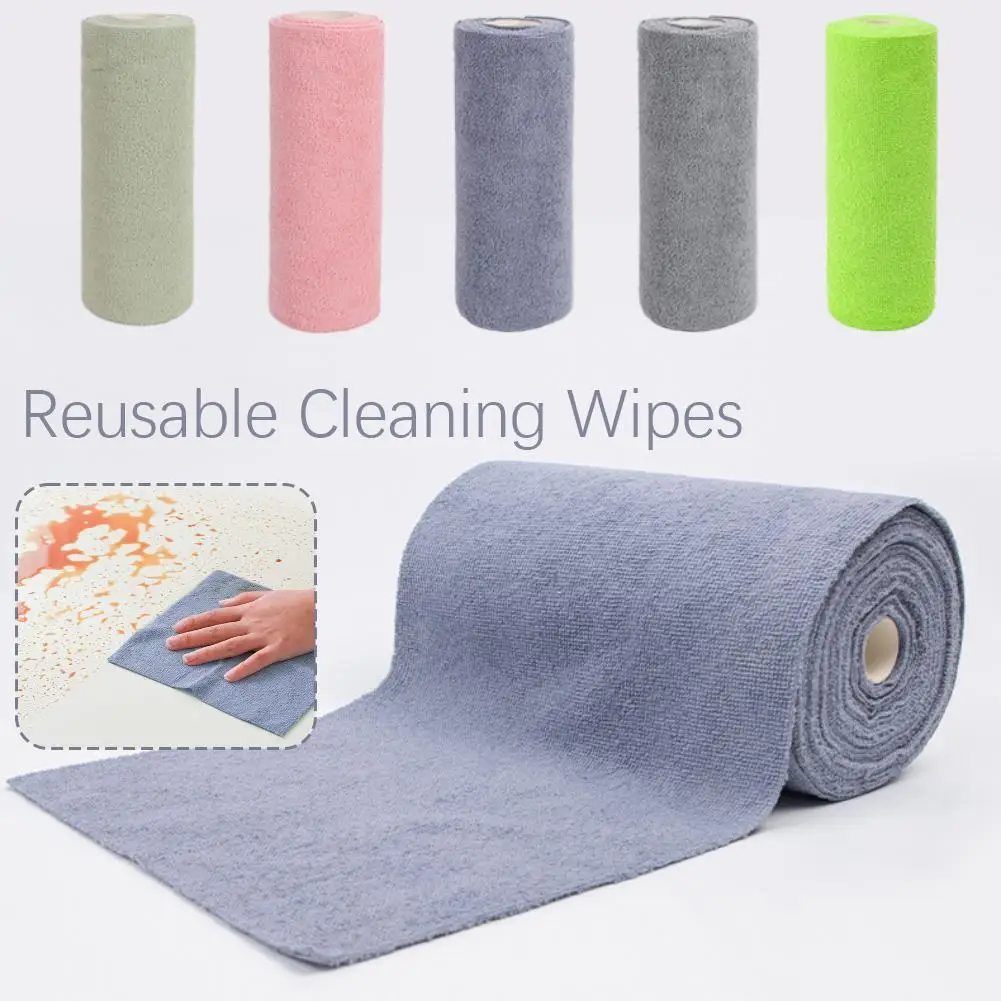 

1 Roll Reusable Cleaning Wipe Household Kitchen Cloth Rolls Cleaning Dish Microfiber Rags Cloth Towel L9z3