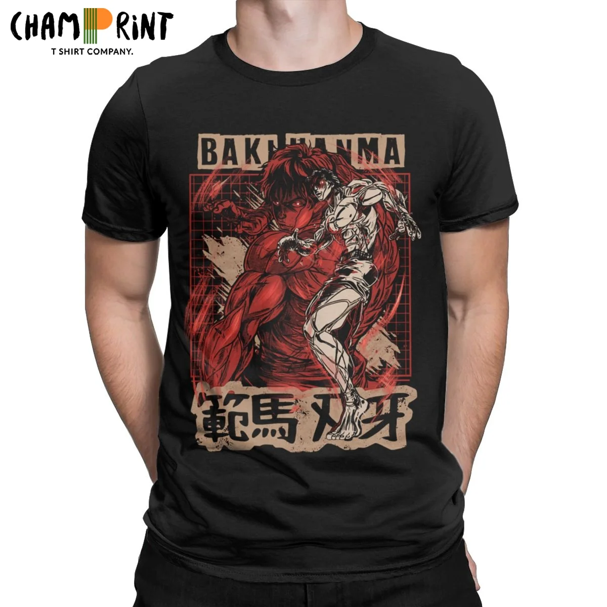 

Baki Hanma Men's T Shirts Japanese Anime Manga Funny Tee Shirt Short Sleeve O Neck T-Shirt Cotton Plus Size Clothes