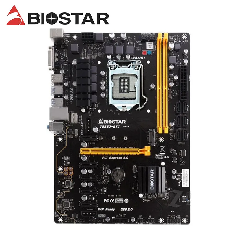 B250 마더보드, BIOSTAR TB250-BTC 6PCIE Can 6 비디오 카드 마이닝, BTC ETH ZEC ETC XMR 마이닝 B250 DDR4 용 LGA1151