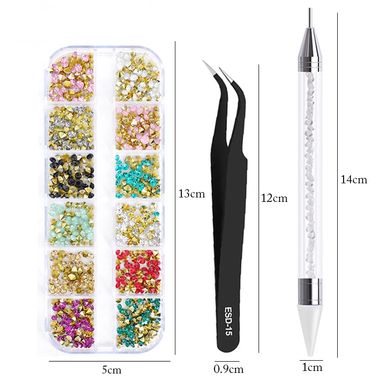 3Pcs/Set Nails Art Accesorios Multi-Size Rhinestones 3D Crystal DIY Decorations Glitter Crystal Rivet Gem 3D Nail Supplies 3