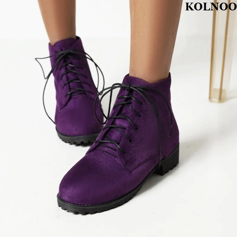 

Kolnoo Handmade Women's Ankle Boots Crisscross Shoelace Large Size 35-46 Short Booties Evening Party Fashion Hot Sale Prom Shoes