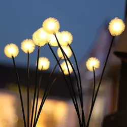 Solar LED Dandelion Garden Light with 6 - Head and Dual Modes - 2PC (Warm White)