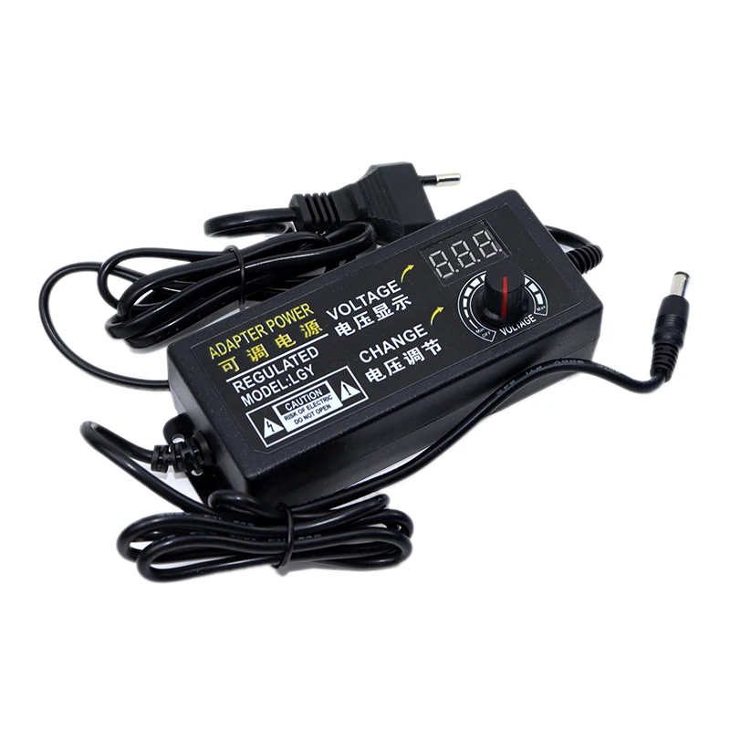3-24V 가변 AC-DC 전원 공급 장치 3V 9V 12V 15V 18V 24V 2A 3A 전원 어댑터 범용 전압 디스플레이 포함