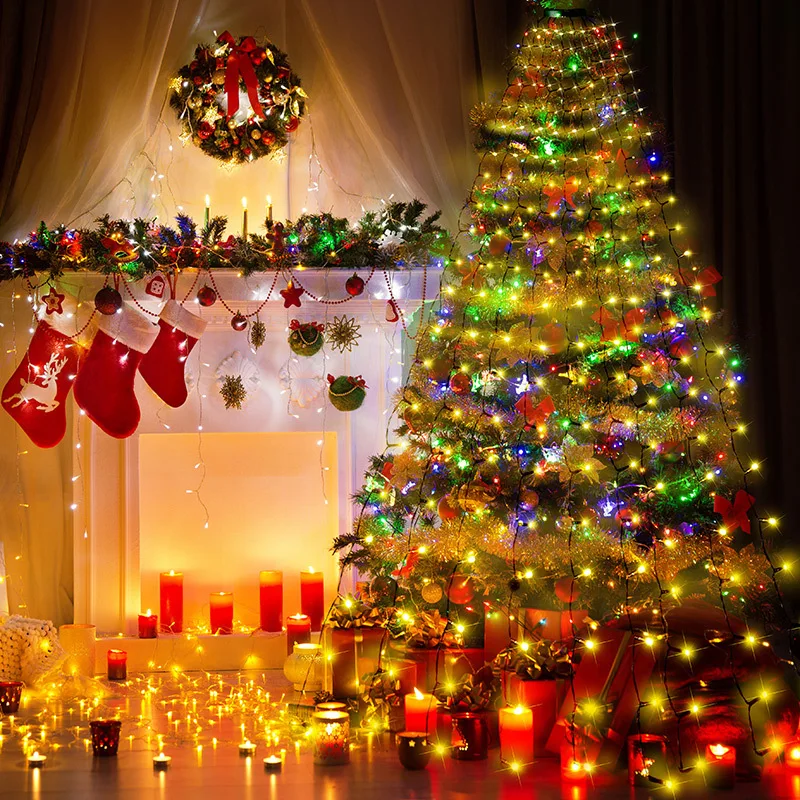 Guirlande lumineuse LED 1,5 m/2 m/3 m pour sapin de Noël, décoration pour terrasse, jardin, extérieur, étanche, cascade_voghion.com