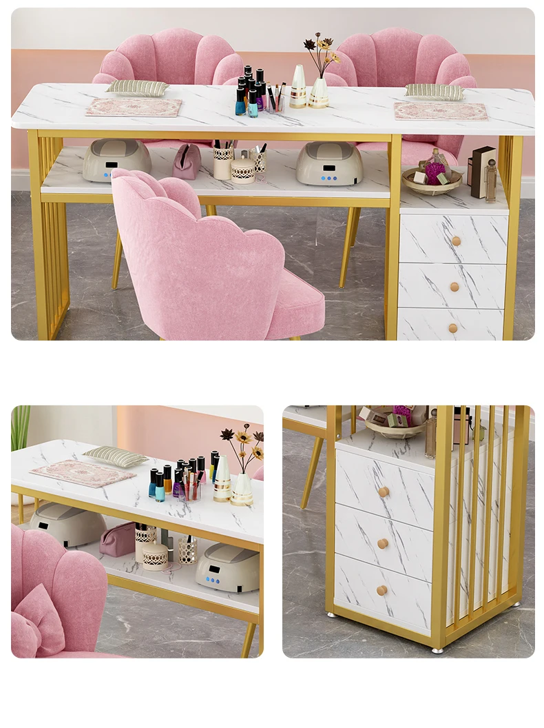 Description Picture 5 of itemNordic Manicure Table and Chair Set Salon Furniture Modern Minimalist Single Double Nail Tables Professional Manicure Table U