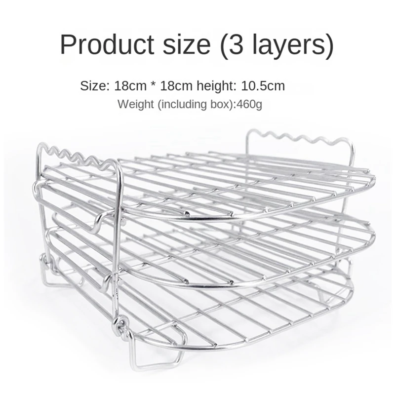 

New Stainless Steel Airfryers Layer Rack Versatile Square Roasting Grill With Skewers Baking Tray Airfryers Holder