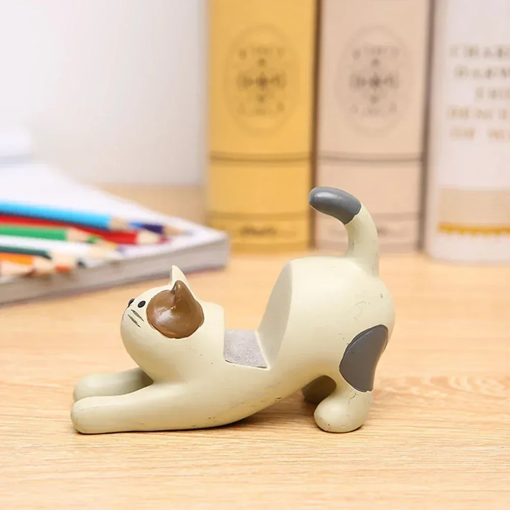 1 Pcs Cute Lazy Bracket Cat Shape Resin Phone Holder Desktop Stand Fixing Mini Portable Multi-functional Holder Decoration
