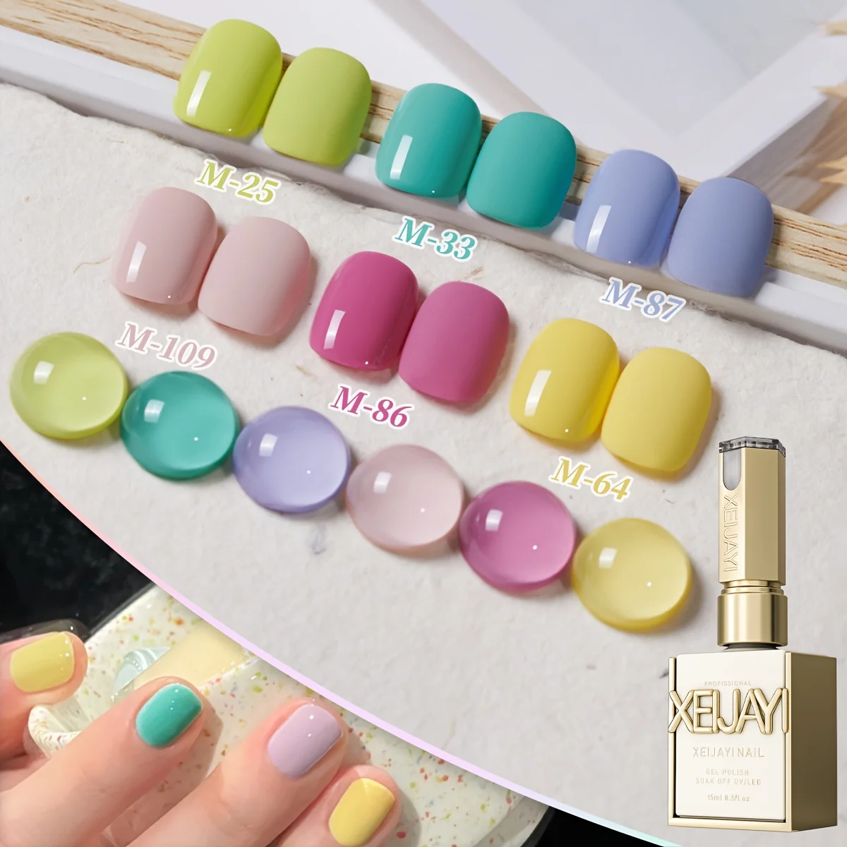 Vibrant Gel Nail Polish Set with High-Gloss Finish - 6-Piece Collection