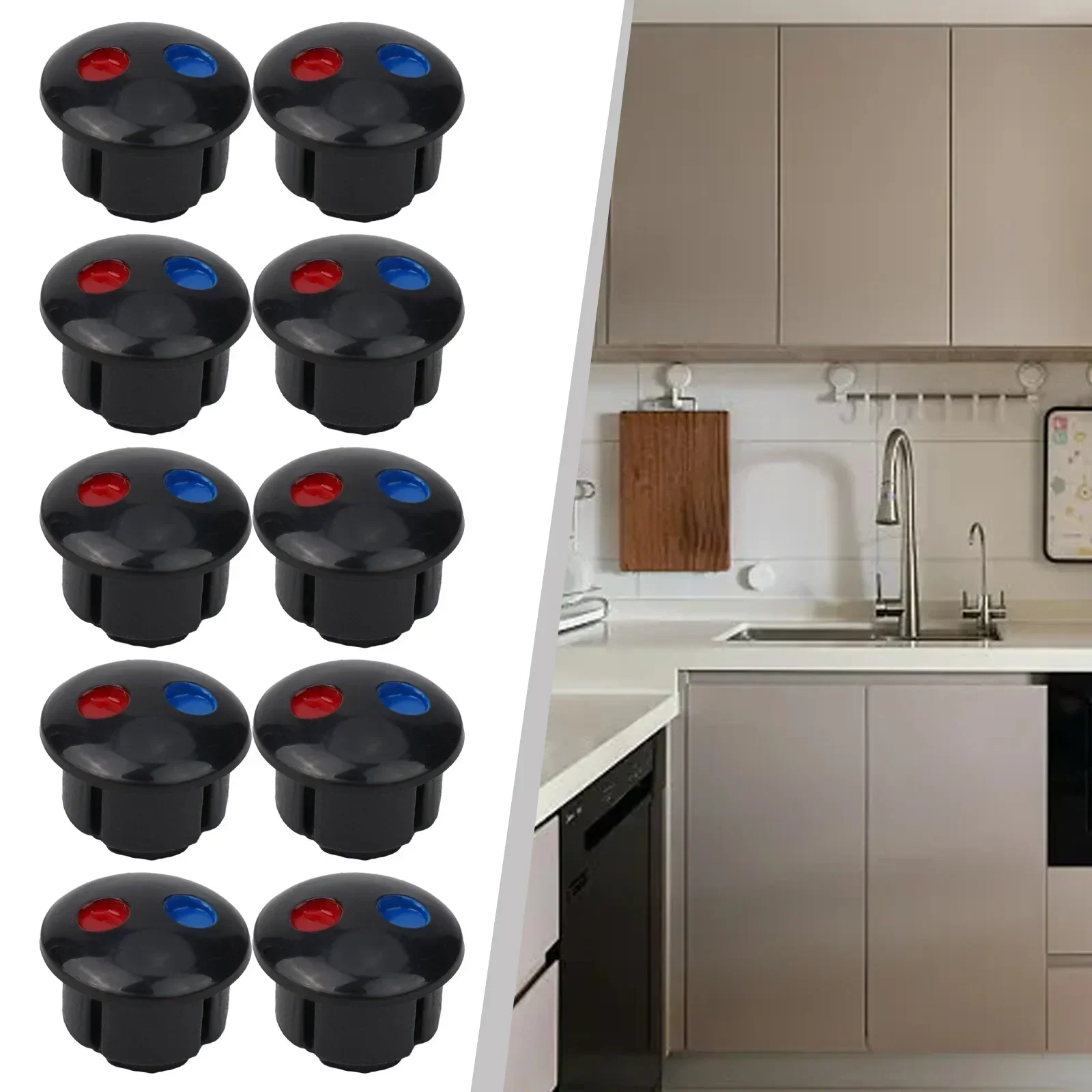 10pcs Faucet Handle Accessories Set Hot And Cold Water Signs Faucet Switch Knob Red And Blue Label Decorative Cover