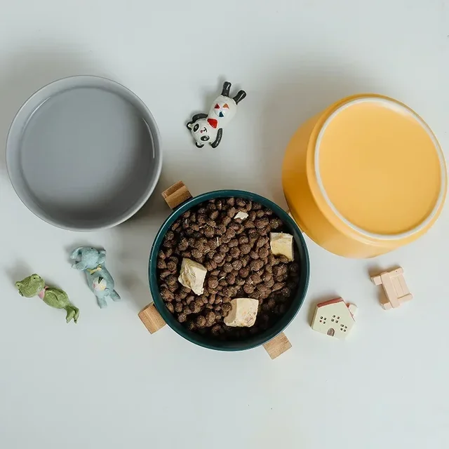 Self-Assembly Ceramic Double Cat Bowl Dog Bowl 400ML Pet Feeding Water Bowl Cat Puppy Feeder Product SuppliesFood Water Bowls 5