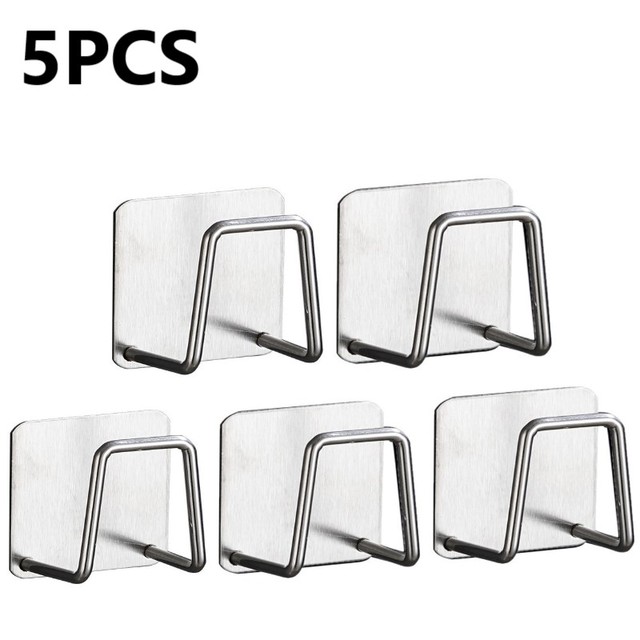 Stainless Steel Sponges Racks Self Adhesive Sink Sponges Drain Drying Rack Kitchen Sink Accessories Storage Holders 5PCS