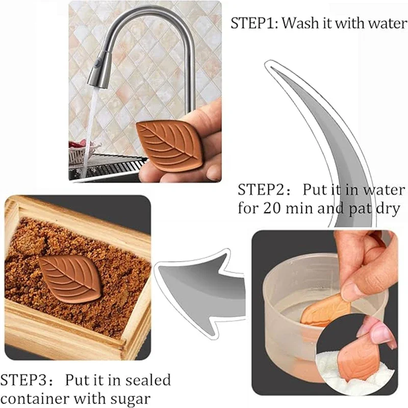 Brown Sugar Keeper Saver, Terracotta Sugar Saver Keeps Brown Sugar Soft or Keep Dry Food Storage Containers Leaf Design 4