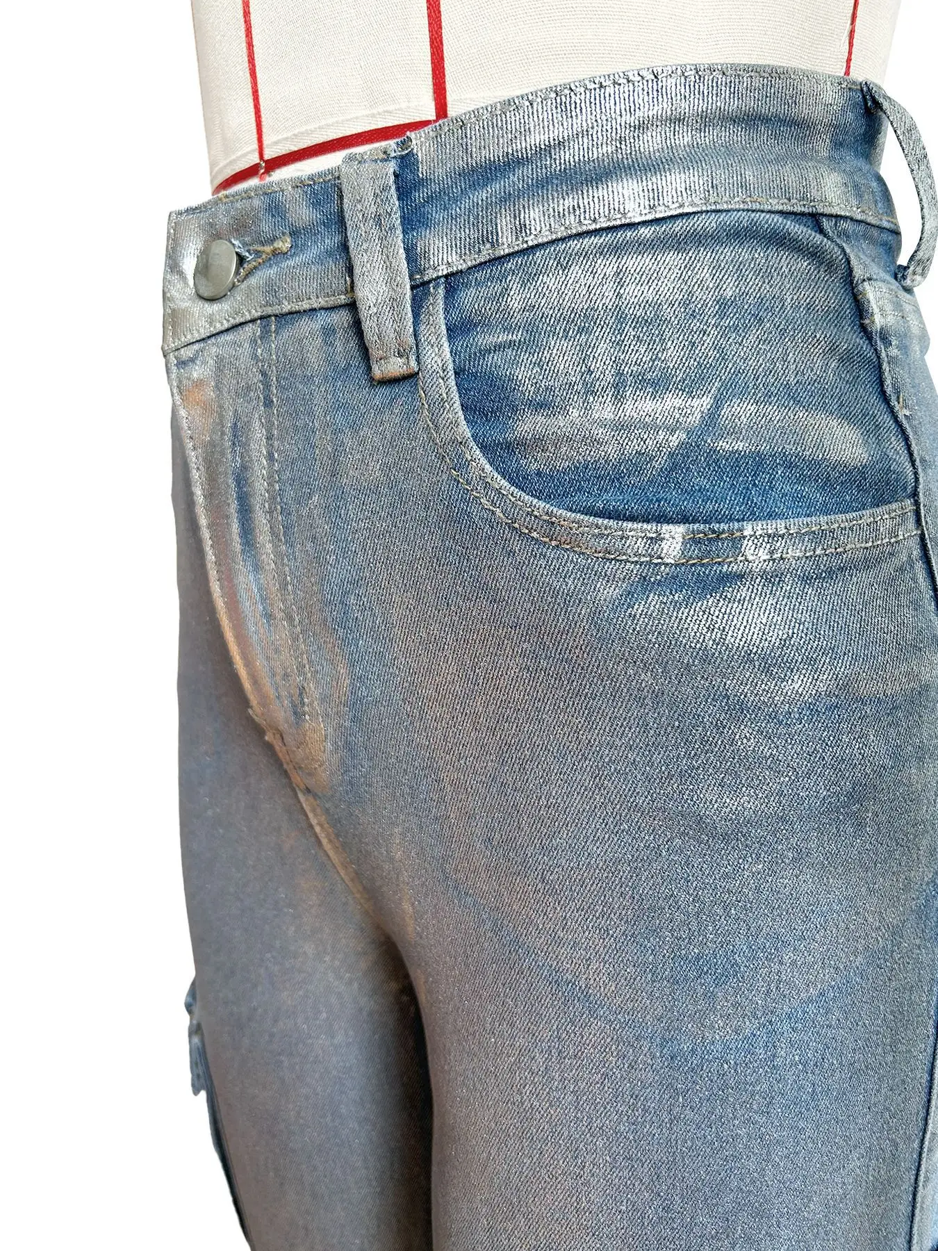 Women Denim Pants Summer Fashion High Waist Loose Stretch Denim Pocke Cargo Pants Casual Streetwear Straight Jeans Trousers