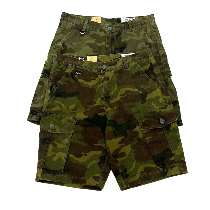 

Vintage Camo camouflage Shorts for men Summer Multi Pockets Workwear for Youth Male American Classic Casual Straight Half Pants
