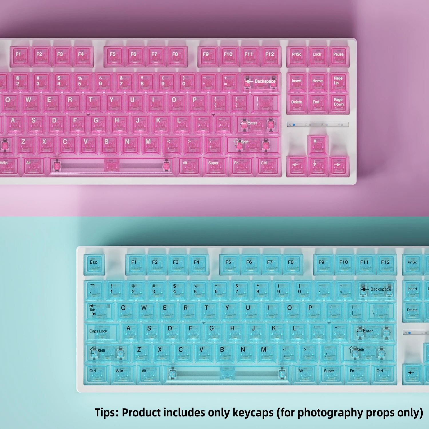 Vibrant Multicolor Cherry Profile Transparent Keycaps Set