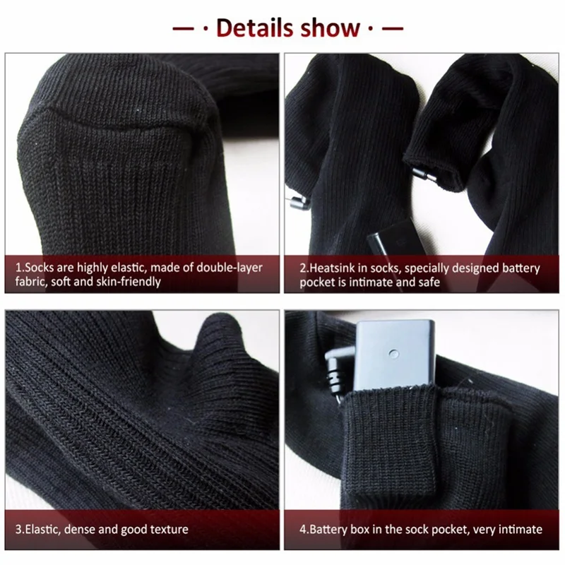 Winter Warm Electric Heating Socks for Outdoor Skiing Cycling Camping Hiking Battery Powered Heated Sock for Men Women Stockings