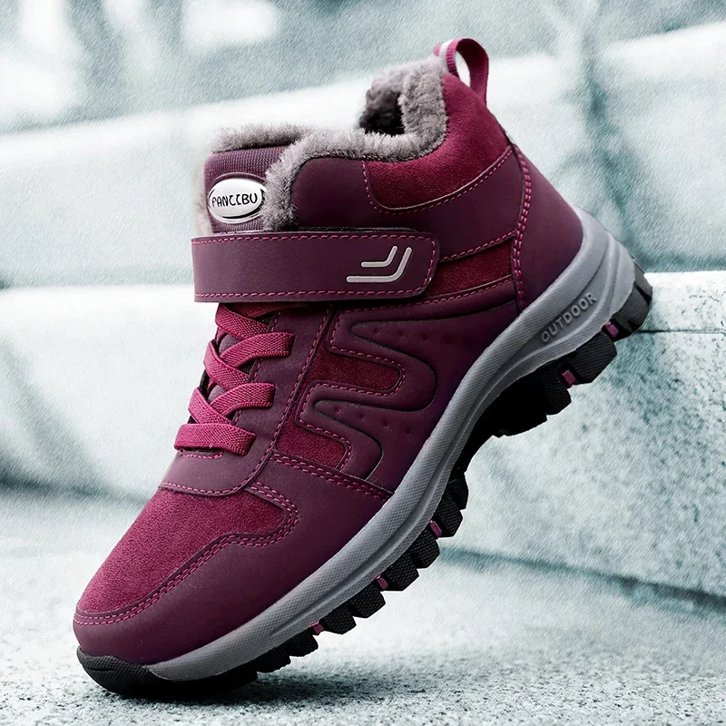 Winter Boots Men Women Keep Warm Plush Non-slip Outdoor Hiking Ankle Boots Unisex Waterproof Sneakers Casual Men Shoes Female men sneakers,outdoor boots