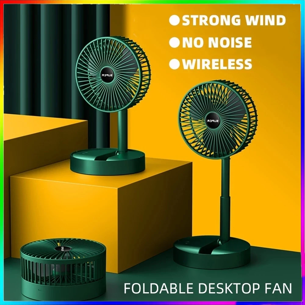 Portable Desktop Fan 3 Gear Rechargeable Mini Folding Telescopic Low