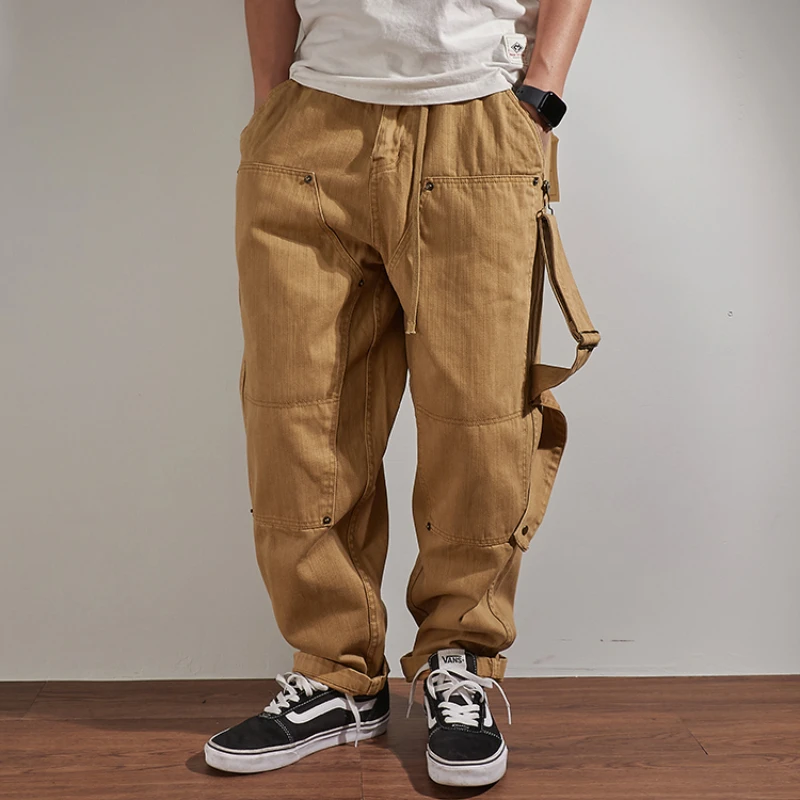 Heavy-duty thickened mountain slacks in autumn men's loose wide version OVER SIZE retro trend pants 4