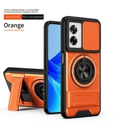 Enhanced Magnetic Fold Holder Military Armor Case with Camera Protection - OPPO A77 5G (SJia - Orange)